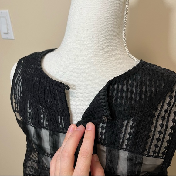 Madewell Sheer Black Sleeveless Babydoll Blouse - Picture 6 of 10